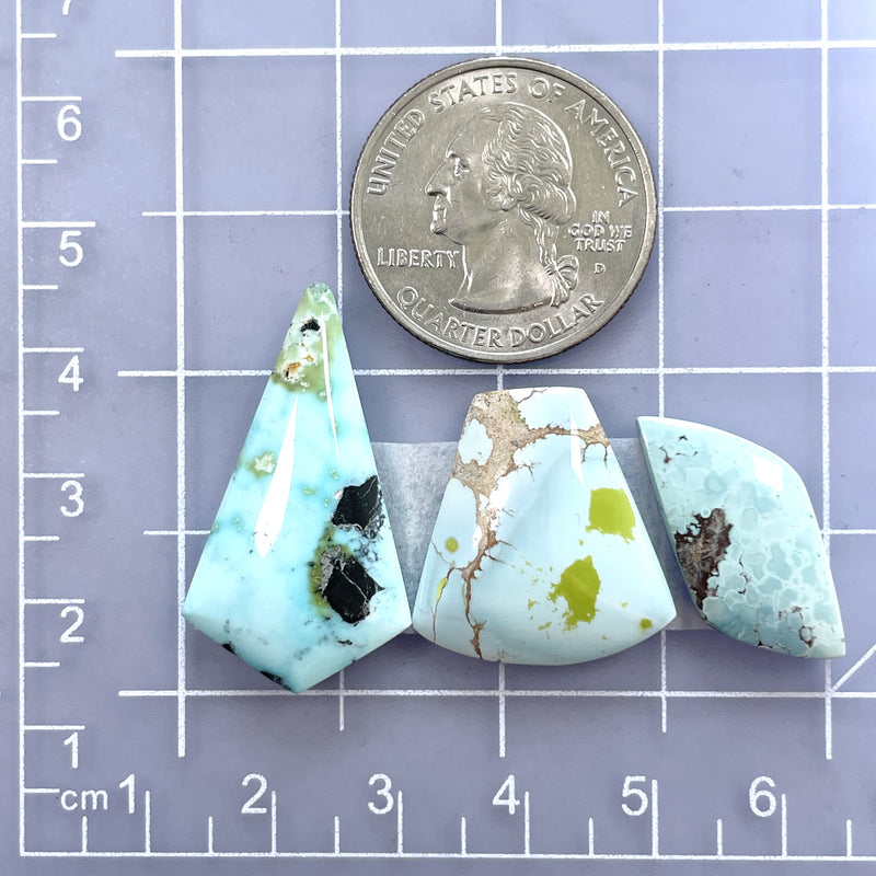 Large Sky Blue Mixed Sand Hill Turquoise, Set of 3 Dimensions