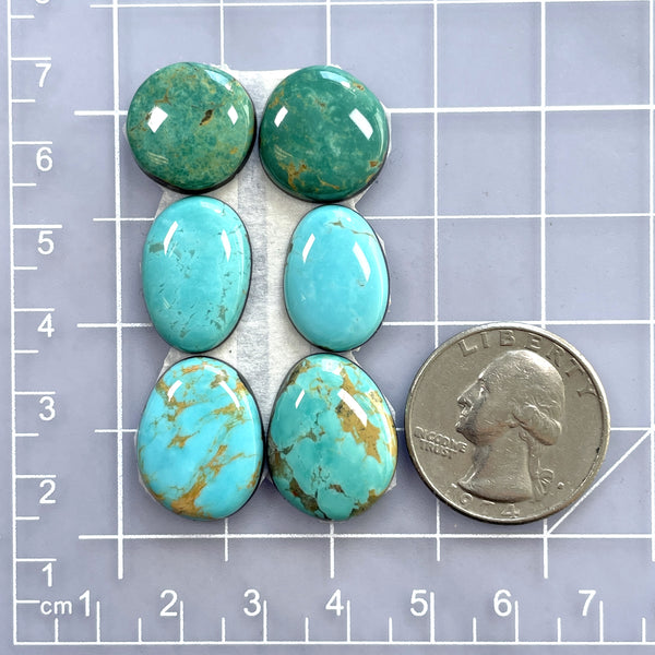 Small Mixed Mixed Tyrone Turquoise, Set of 6 Dimensions