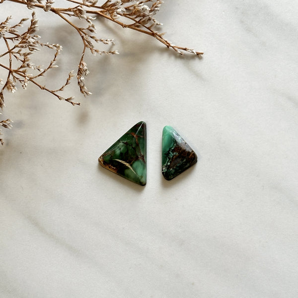 Small Sea Green Triangle Crescent Lake Variscite, Set of 2 Background