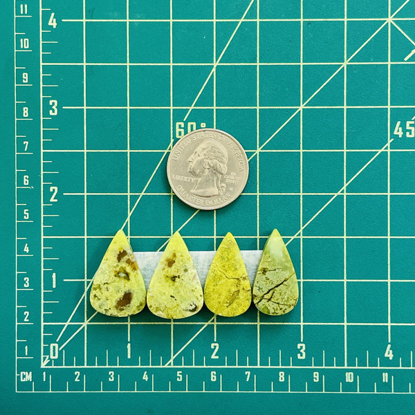 Medium Mint Green Teardrop Green Opal, Set of 4 Dimensions