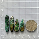Large Deep Green Mixed Crescent Lake Variscite, Set of 4 Dimensions