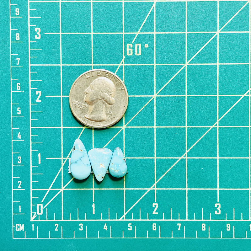 Small Sky Blue Mixed Lone Mountain Turquoise, Set of 3 Dimensions