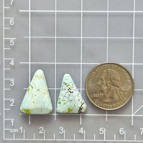 Large Faint Blue Triangle Sand Hill Turquoise, Set of 2 Dimensions