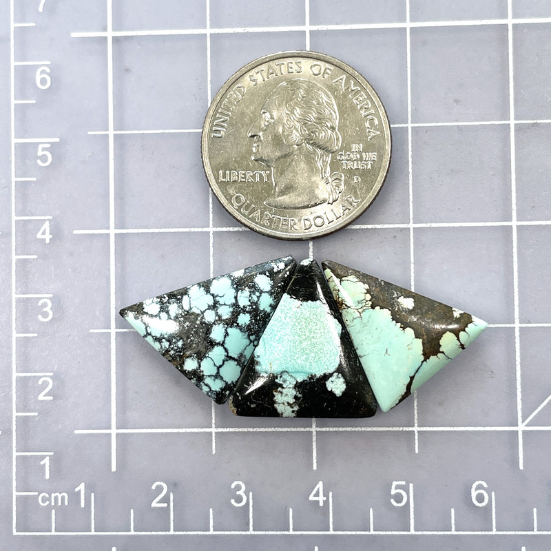 Medium Sky Blue Triangle Yungai Turquoise, Set of 3 Dimensions