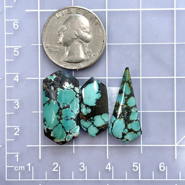 Large Sky Blue Mixed Yungai Turquoise, Set of 3 Dimensions