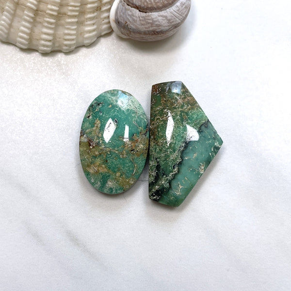 Large Sea Green Mixed Crescent Lake Variscite, Set of 2 Background