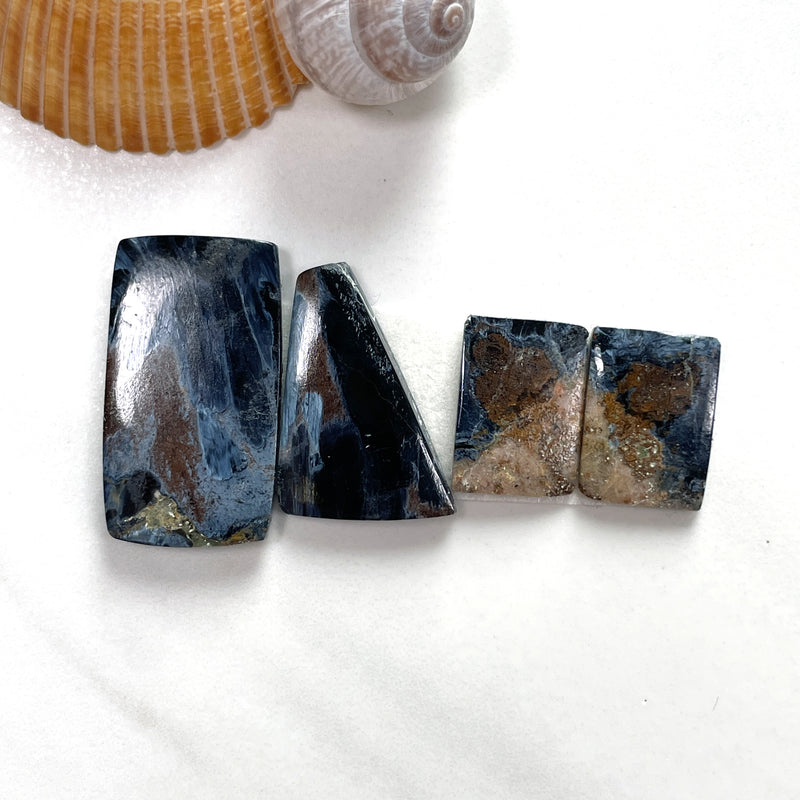 Large Deep Blue Mixed Pietersite Quartz, Set of 4 Background