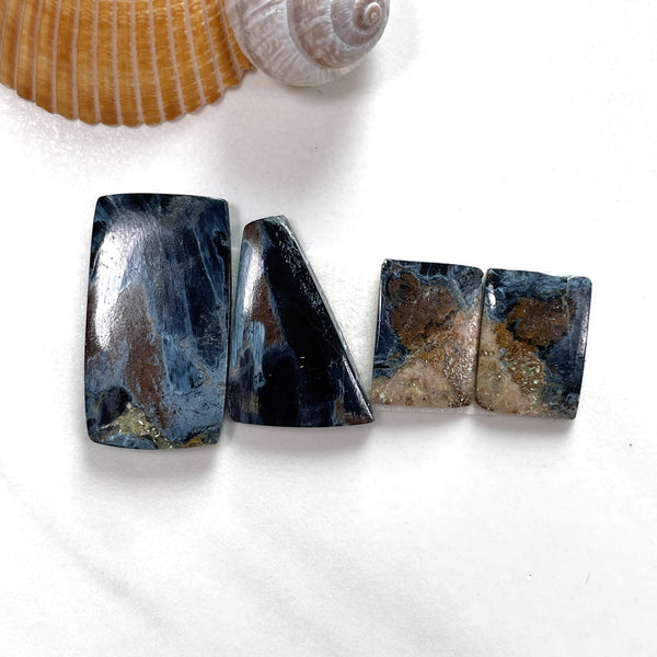 ネイビー（Lサイズ）Stone  Large Deep Blue Mixed Pietersite Quartz, Set of 4 - Turquoise Moose