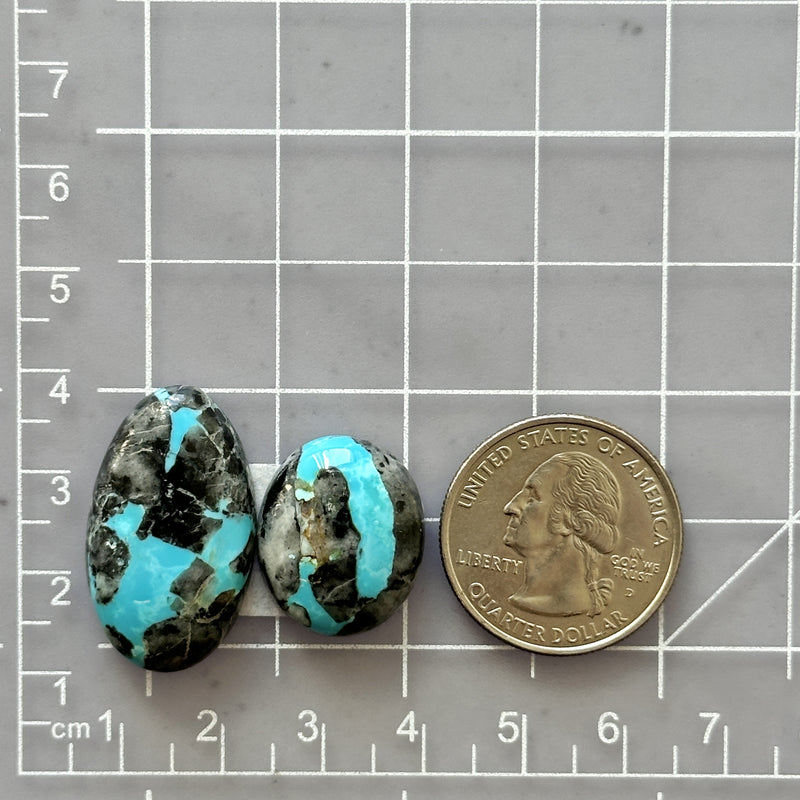 Large Sky Blue Oval Blue Moon Turquoise, Set of 2 Dimensions