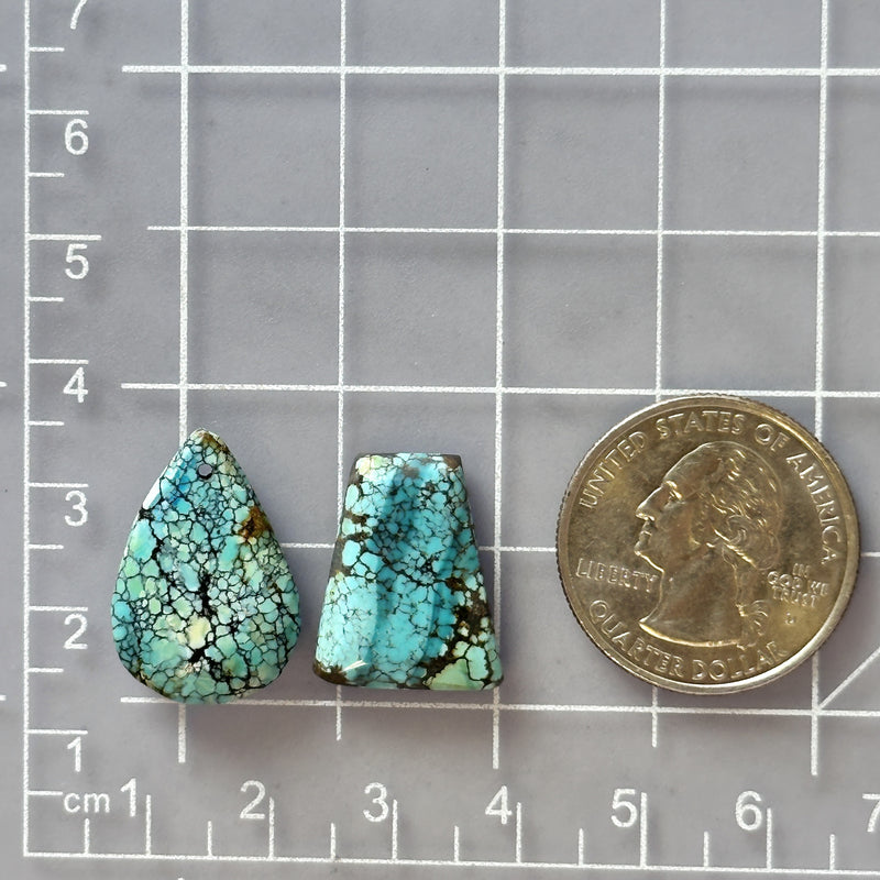 Large Sky Blue Mixed Yungai Turquoise, Set of 2 Dimensions