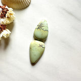 Medium Light Yellow Teardrop Crescent Lake Variscite, Set of 2 Background