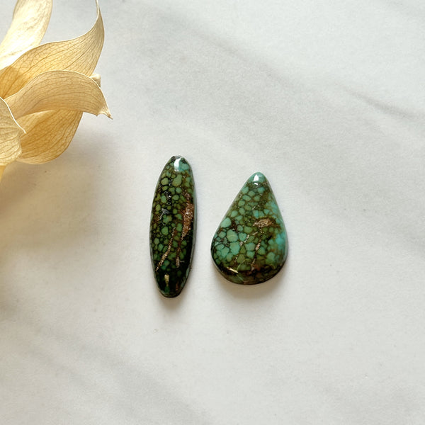 Large Bamboo Green Mixed Bamboo Mountain Turquoise, Set of 2 Background