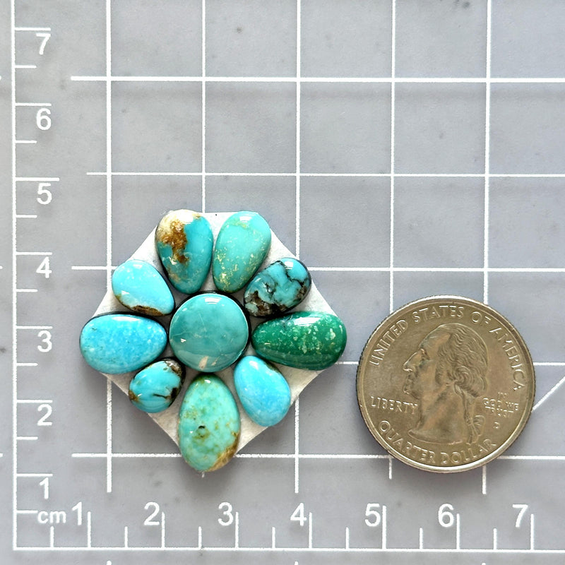 Small Sky Blue Mixed Mixed Turquoise, Set of 10 Dimensions