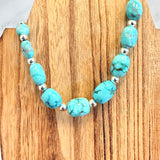 Natural Golden Matrix Lone Mountain Turquoise Smooth Nugget Necklace 18 Inches