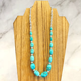 Natural Golden Matrix Lone Mountain Turquoise Smooth Nugget Necklace 18 Inches