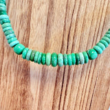 Natural Lucid Turquoise Rondelle Bead Necklace 18 Inches