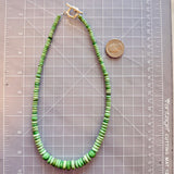 Natural Lucid Turquoise Rondelle Bead Necklace 18 Inches