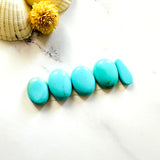 Medium Sky Blue Oval White Water Turquoise, Set of 5