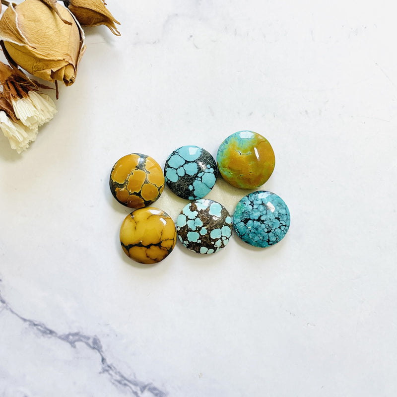 Small Mixed Round Mixed Turquoise, Set of 6 Background