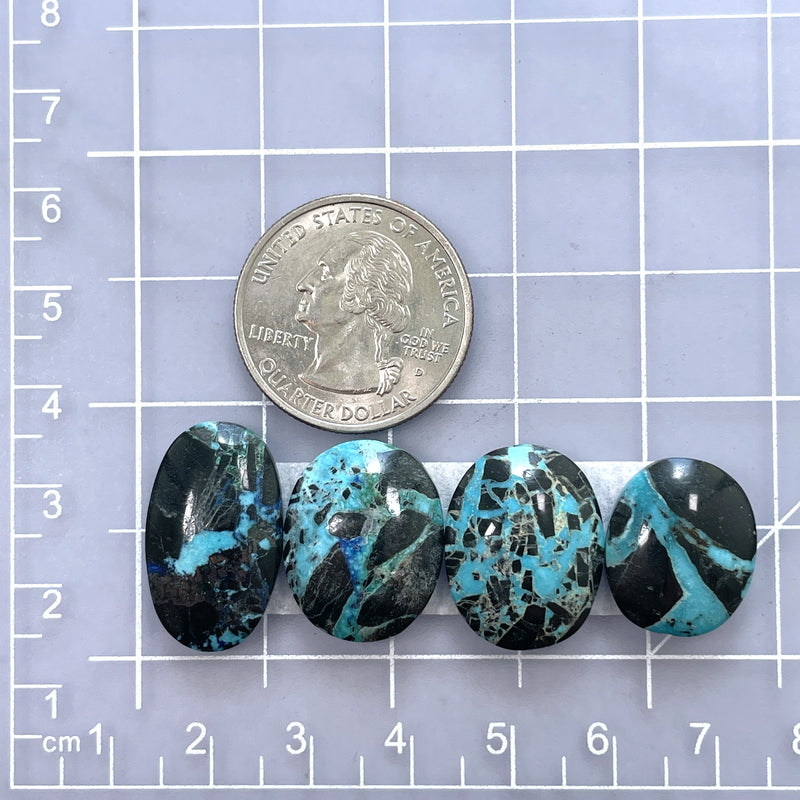 Medium Ocean Blue Mixed Yungai Turquoise, Set of 4 Dimensions