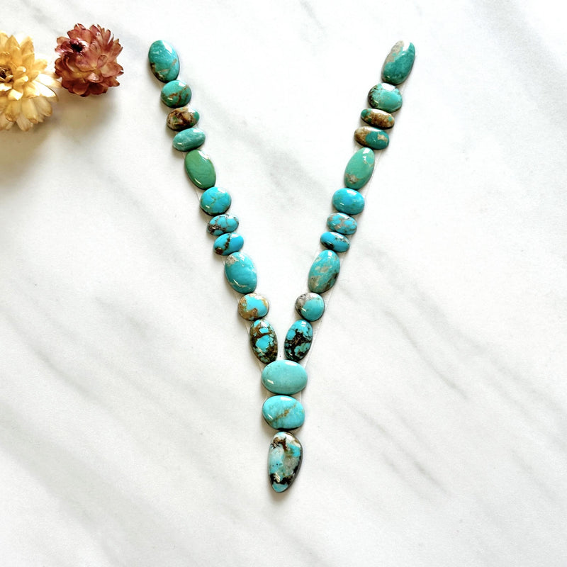 Small Sky Blue Mixed Royston Turquoise, Set of 25 Background