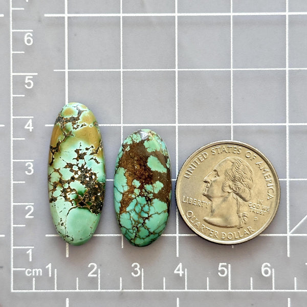 Large Sea Green Oval Treasure Mountain Turquoise, Set of 2 Dimensions