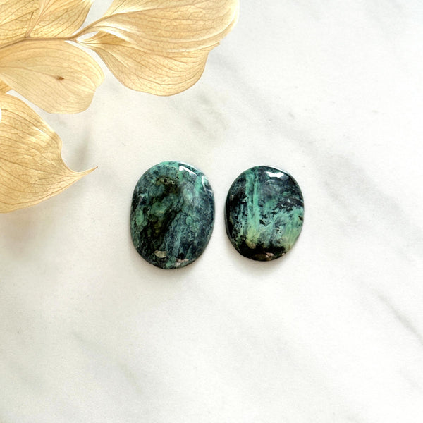 Medium Deep Blue Freeform Crescent Lake Variscite, Set of 2 Background