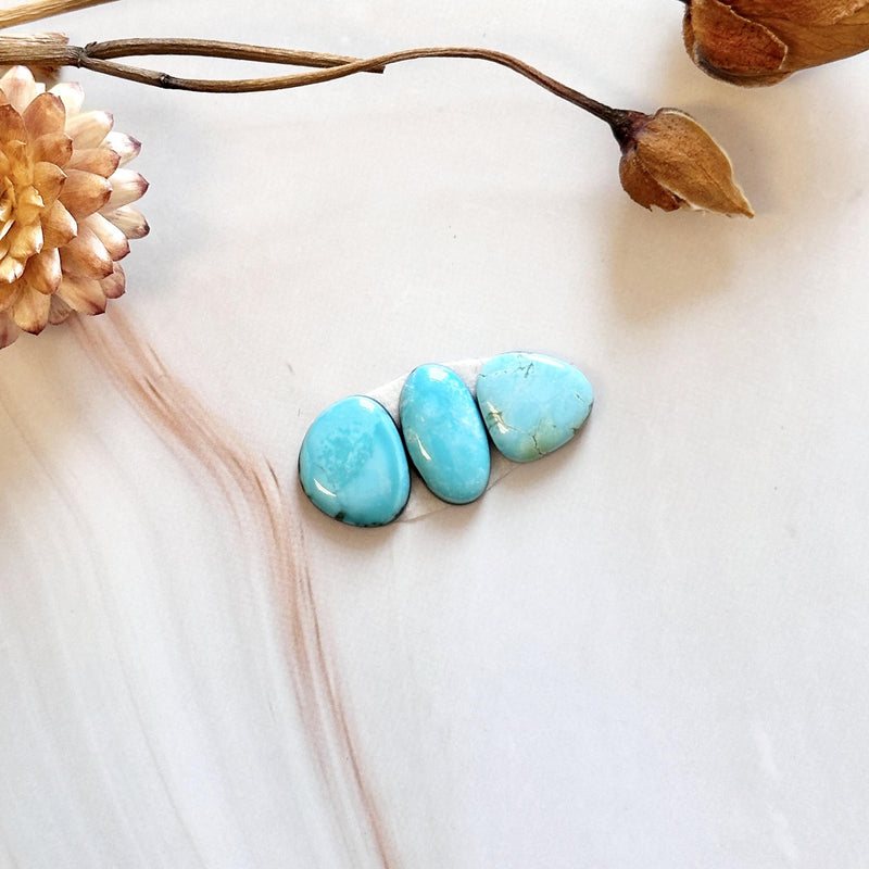 Small Sky Blue Freeform Pilot Mountain Turquoise, Set of 3 Background