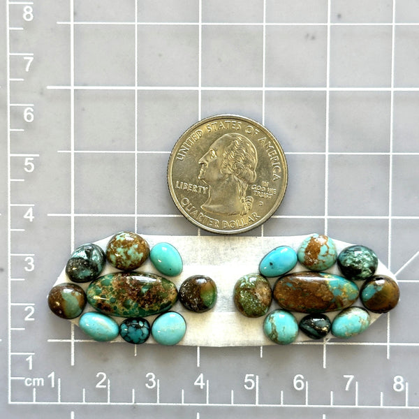Small Mixed Mixed Mixed Turquoise, Set of 18 Dimensions