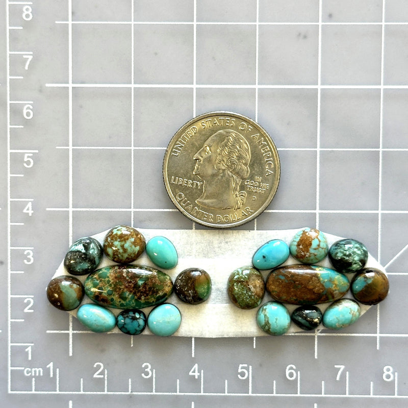 Small Mixed Mixed Mixed Turquoise, Set of 18 Dimensions