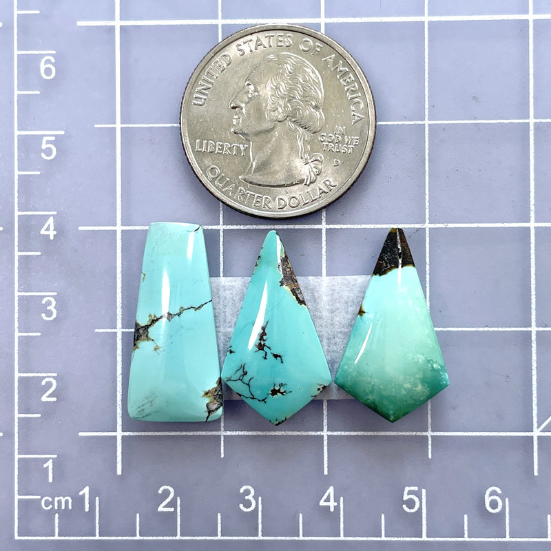 Large Sky Blue Mixed Yungai Turquoise, Set of 3 Dimensions