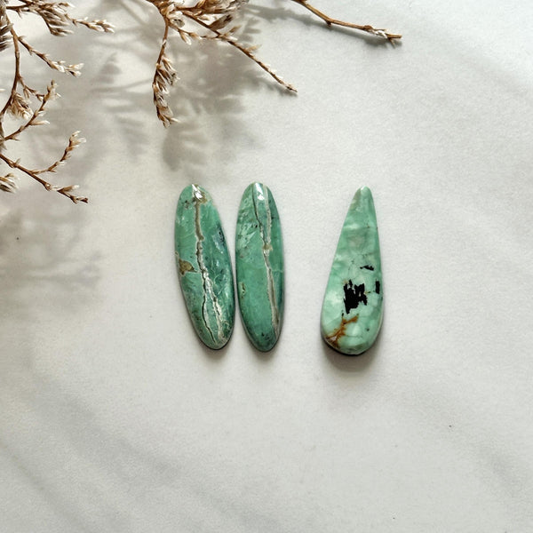Large Mint Green Mixed Crescent Lake Variscite, Set of 3 Background