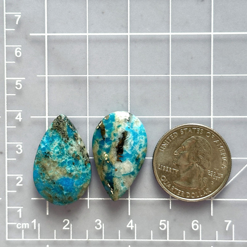 Large Sky Blue Teardrop Ithaca Peak Turquoise, Set of 2 Dimensions