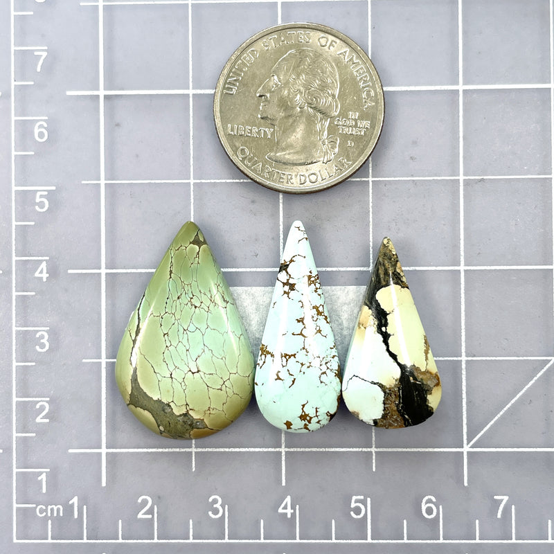 Large Mixed Teardrop Mixed Turquoise, Set of 3 Dimensions