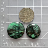 Large Deep Green Round Crescent Lake Variscite, Set of 2 Dimensions