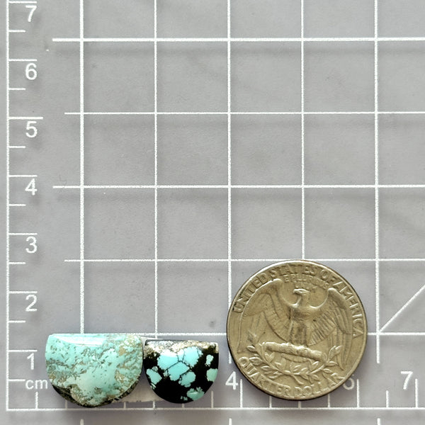 Small Sky Blue Half Moon Yungai Turquoise, Set of 2 Dimensions