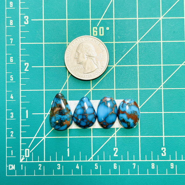 Small Ocean Blue Mixed Prince Egyptian Turquoise, Set of 4 Dimensions
