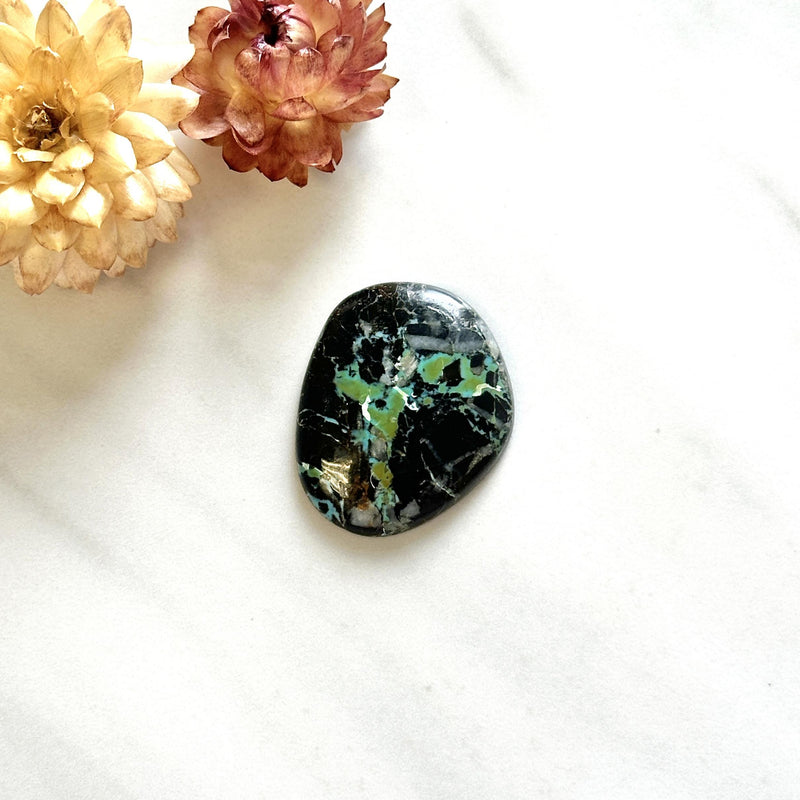 Large Sea Green Freeform Blue Moon Turquoise Background