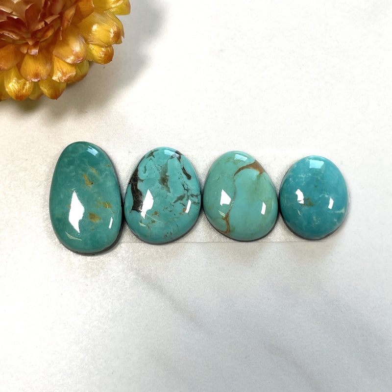 Small Sky Blue Freeform Tyrone Turquoise, Set of 4 Background