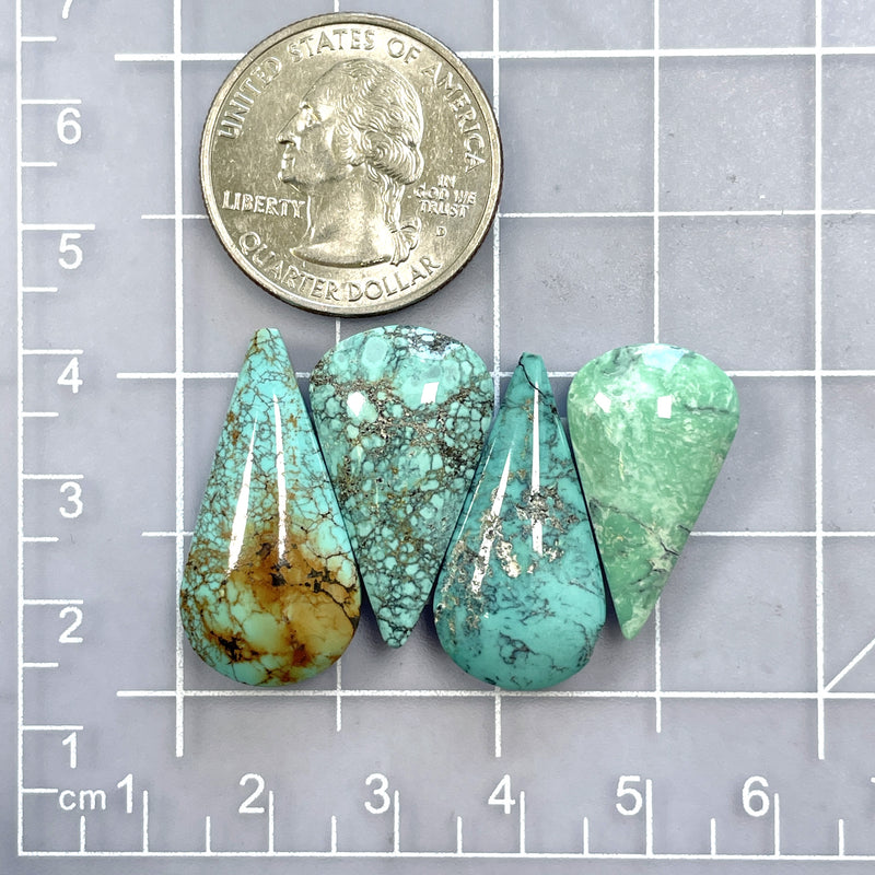 Large Sky Blue Teardrop Mixed Turquoise, Set of 4 Dimensions