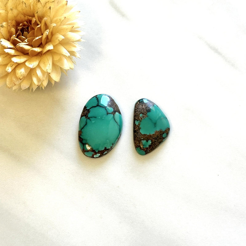 Medium Bamboo Green Mixed Bamboo Mountain Turquoise, Set of 2 Background