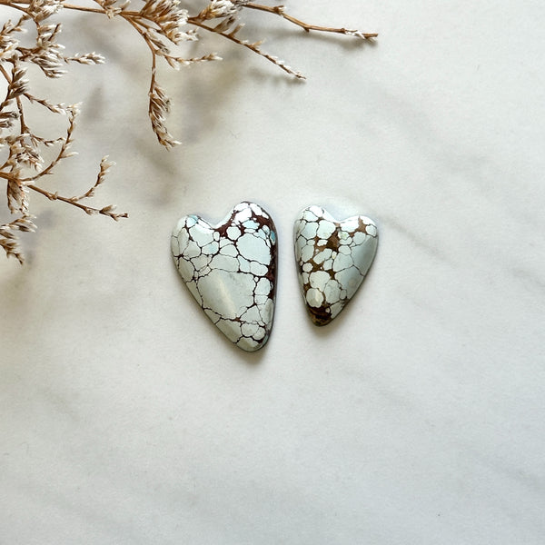 Medium Faint Blue Heart Sand Hill Turquoise, Set of 2 Background