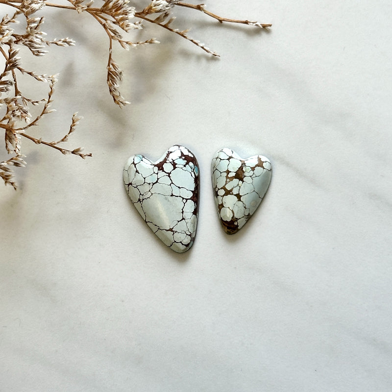 Medium Faint Blue Heart Sand Hill Turquoise, Set of 2 Background