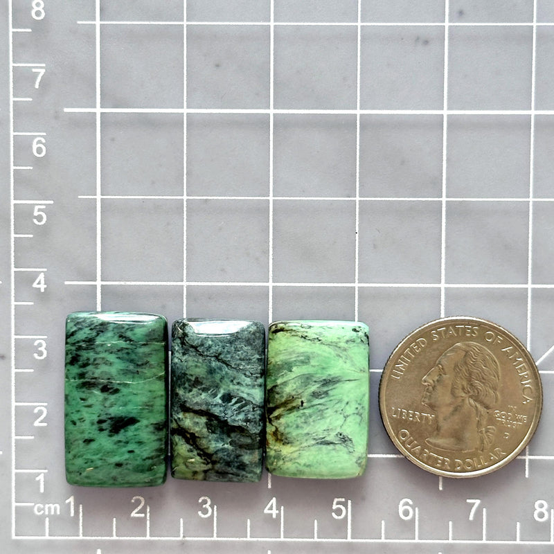 Large Sea Green Bar Crescent Lake Variscite, Set of 3 Dimensions