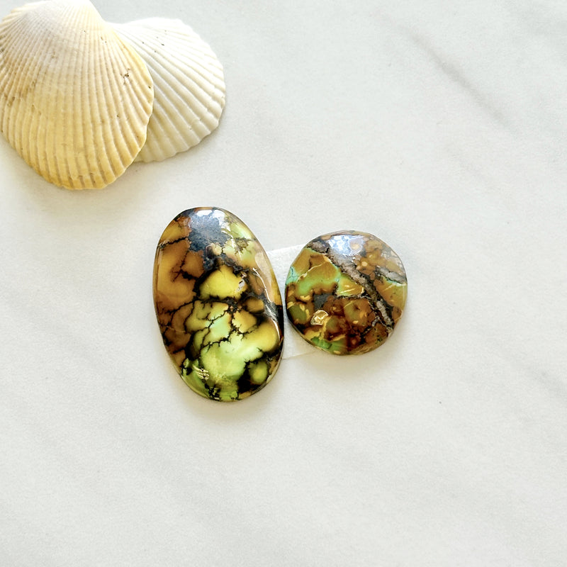 Large Royal Orange Mixed Treasure Mountain Turquoise, Set of 2 Background