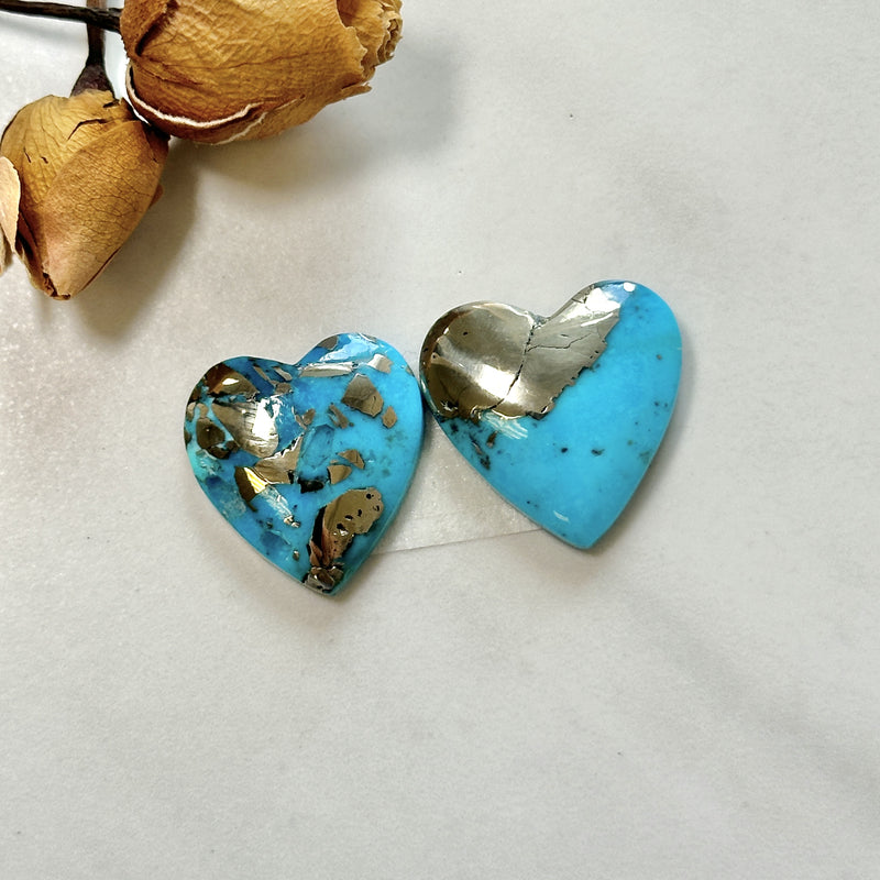 Large Sky Blue Heart Ithaca Peak Turquoise, Set of 2 Background