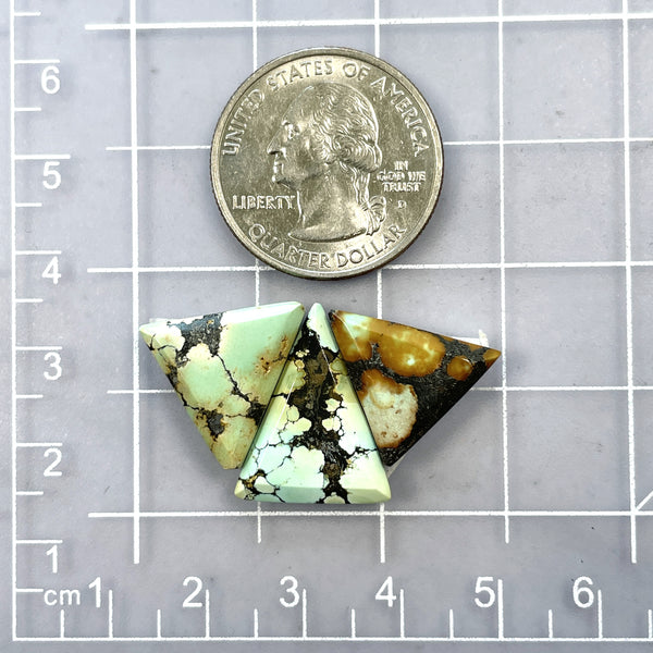 Medium Mixed Triangle Treasure Mountain Turquoise, Set of 3 Dimensions