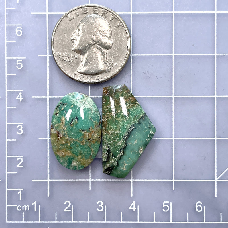 Large Sea Green Mixed Crescent Lake Variscite, Set of 2 Dimensions