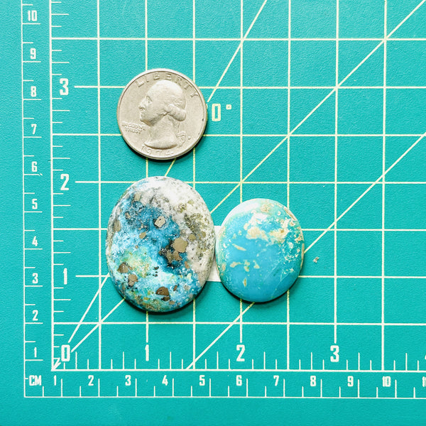 Large Sky Blue Oval Ithaca Peak Turquoise, Set of 2 Dimensions