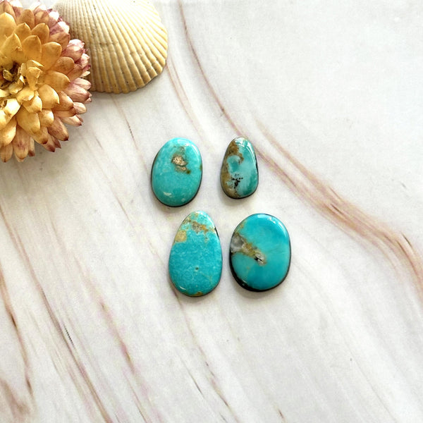 Small Sky Blue Freeform Royston Turquoise, Set of 4 Background